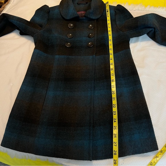 Neu Look Plaid Wool Blend Pea Coat Size 10 UK Size 38 EU Italian Fabric - Picture 8 of 15